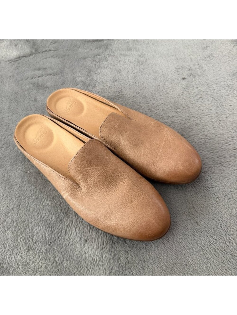 Dansko Lexie Tan Beige Leather Mules Slip On Shoes Womens 38 7.5 8
